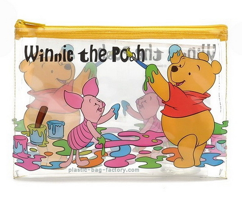 Winnie 곰 플라스틱 zip 자물쇠 부대, 아이 귀여운 작은 ziplock는 20x13cm를 자루에 넣습니다