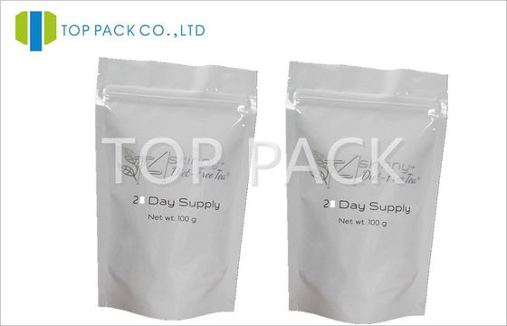 백색 알루미늄 호일은 지퍼를 가진 차를 위해 Resealable 주머니를 위로 서 있습니다