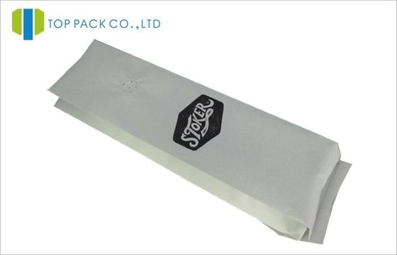 기체 제거 가치 측 삼각천을 가진 백색 Kraft 종이 커피 포장 부대 250g