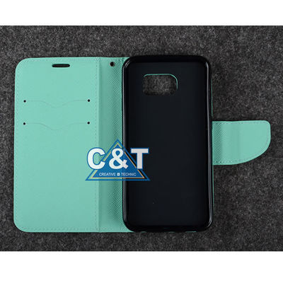카드 구멍 대를 가진 PU 가죽 지갑 손가락으로 튀김 Samsung 은하 S6 상자