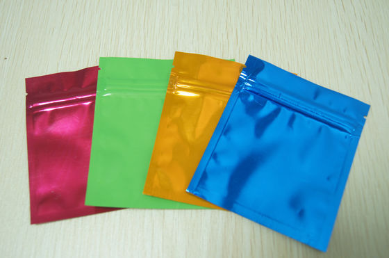 Ziplock에 편평한 작은 다채로운 알루미늄 호일 부대 광택 있는 3 옆 물개 Mylar