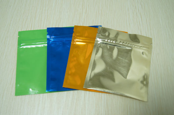 Ziplock에 편평한 작은 다채로운 알루미늄 호일 부대 광택 있는 3 옆 물개 Mylar