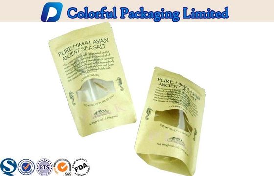 Resealable 음식 급료 Kraft 종이는 Ziplock/창을 가진 주머니를 위로 서 있습니다