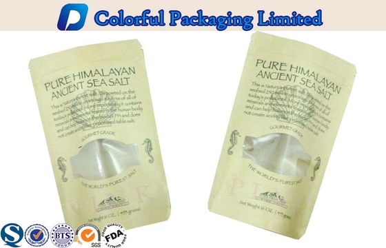 Resealable 음식 급료 Kraft 종이는 Ziplock/창을 가진 주머니를 위로 서 있습니다